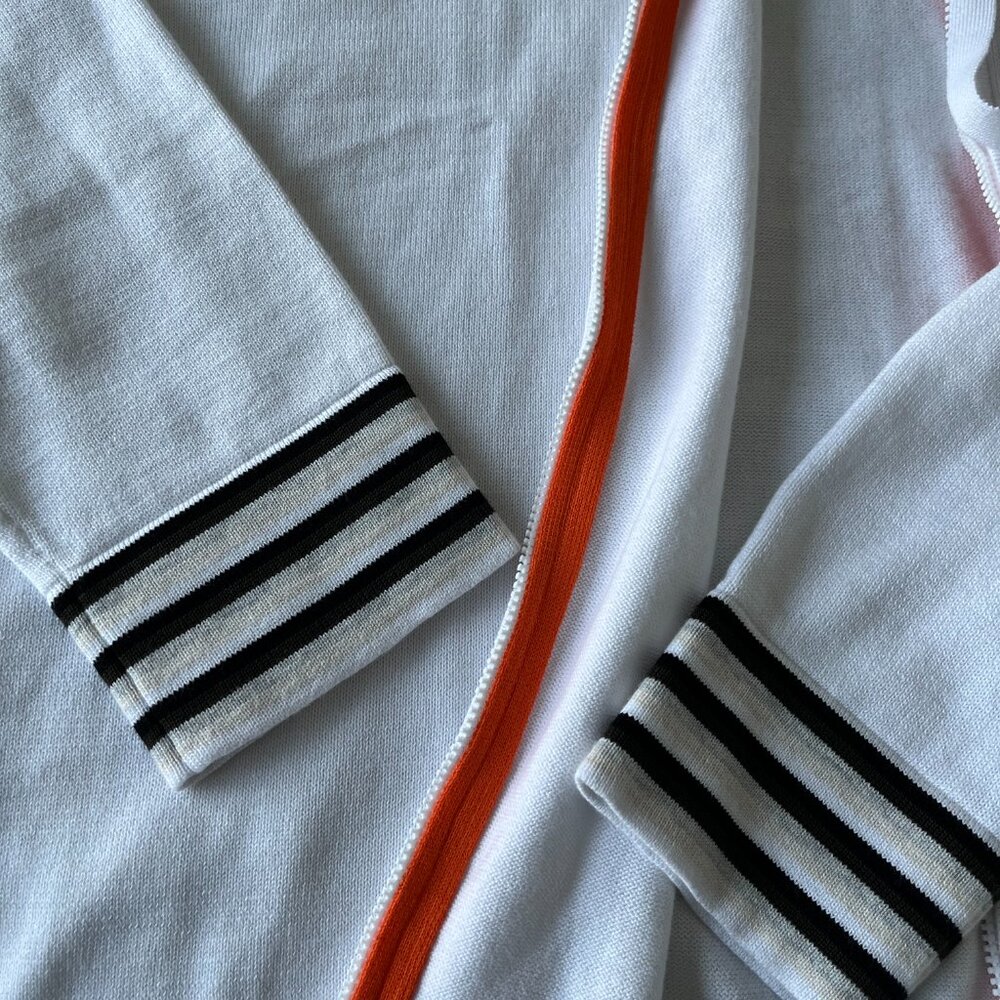 Edinburgh Knitwear Streetwear Striped Zip Hoodie - 100% Pima Cotton - Size L - Picture 3 of 10